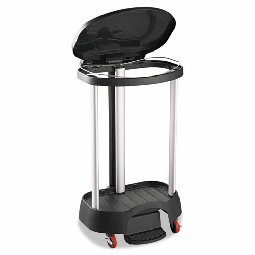 Rubbermaid® Commercial Premium Step-On Linen Hamper, 30 Gal, 20.38w X 22.25d X 37.88h, Aluminum/Plastic, Black - Image 2