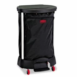 Rubbermaid® Commercial Premium Step-On Linen Hamper Bag, 30 Gal, 13.38w X 19.88d X 29.25h, Nylon, Black