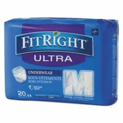 Medline FitRight Ultra Protective Underwear, Medium, 28" To 40" Waist, 20/Pack