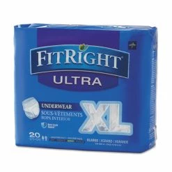 Medline FitRight Ultra Protective Underwear, X-Large, 56" To 68" Waist, 20/Pack