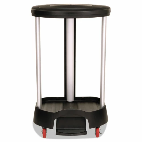 Rubbermaid® Commercial Premium Step-On Linen Hamper, 30 Gal, 20.38w X 22.25d X 37.88h, Aluminum/Plastic, Black - Image 4