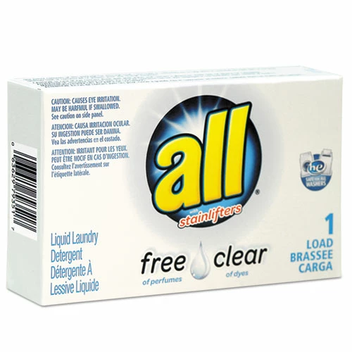 All® Free Clear HE Liquid Laundry Detergent, Unscented, 1.6 Oz Vend-Box, 100/Carton
