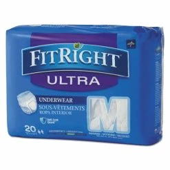 Medline FitRight Ultra Protective Underwear, Medium, 28" To 40" Waist, 20/Pack, 4 Pack/Carton