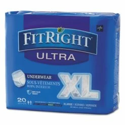 Medline FitRight Ultra Protective Underwear, X-Large, 56" To 68" Waist, 20/Pack, 4 Pack/Carton