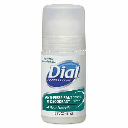 Dial® Anti-Perspirant Deodorant, Crystal Breeze, 1.5 Oz, Roll-On Bottle, 48/Carton