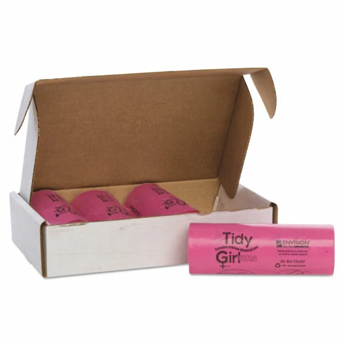 Tidy Girl™ Feminine Hygiene Sanitary Disposal Bags, 4" X 10", Pink/Black, 150 Bags/Roll, 4 Rolls/Carton - Image 6
