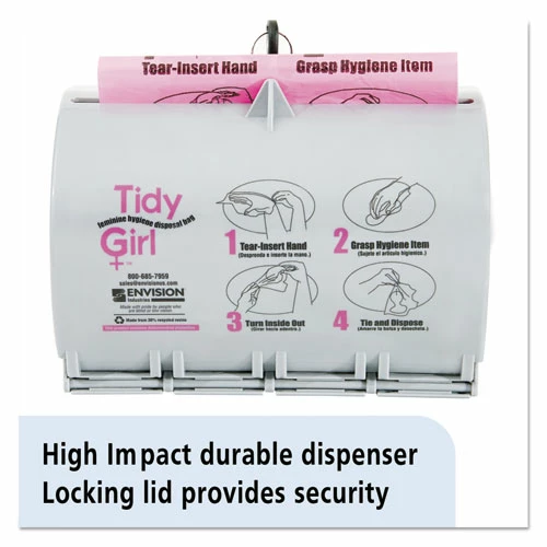 Tidy Girl™ Plastic Feminine Hygiene Disposal Bag Dispenser, Gray - Image 7
