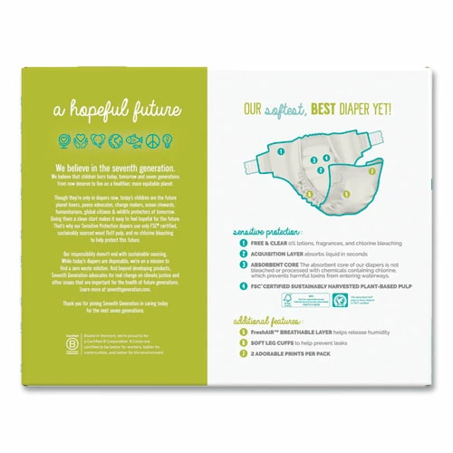 Seventh Generation® Free And Clear Baby Diapers, Size 4, 20 Lbs To 32 Lbs, 25/Pack, 4 Packs/Carton - Image 2