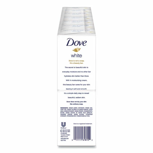 Dove® White Beauty Bar, Light Scent, 3.75 Oz, 72/Carton