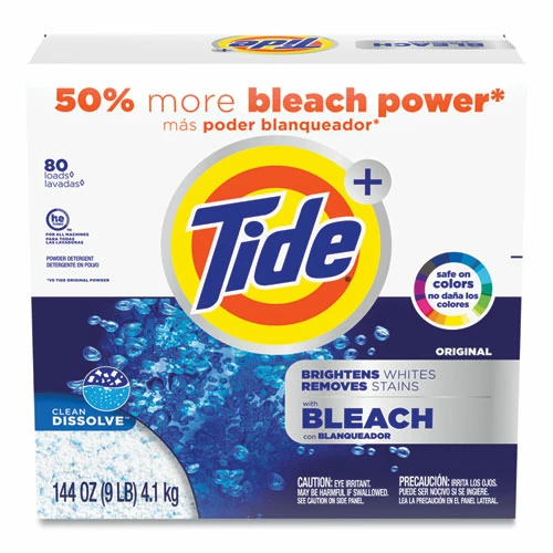 Tide® Laundry Detergent With Bleach, Tide Original Scent, Powder, 144 Oz Box