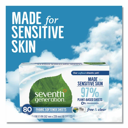 Seventh Generation® Natural Fabric Softener Sheets, Unscented, 80 Sheets/Box, 4/Carton - Image 7