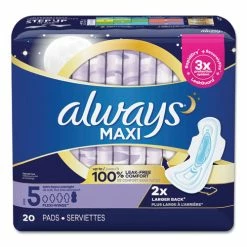 Always® Maxi Pads, Extra Heavy Overnight, 20/Pack, 6 Packs/Carton