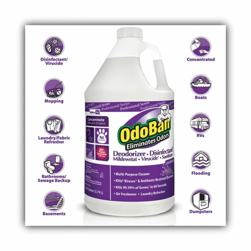 OdoBan® Concentrate Odor Eliminator And Disinfectant, Lavender Scent, 1 Gal Bottle, 4/Carton - Image 4