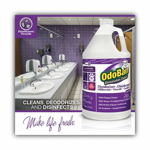 OdoBan® Concentrate Odor Eliminator And Disinfectant, Lavender Scent, 1 Gal Bottle, 4/Carton - Image 2