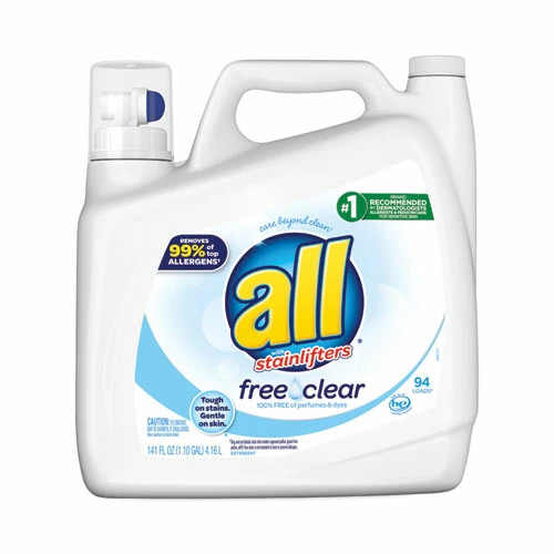 All® Ultra Free Clear Liquid Detergent, Unscented, 141 Oz Bottle, 4/Carton