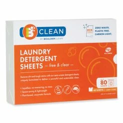 Boulder Clean Laundry Detergent Sheets, Free And Clear, 40/Pack