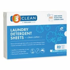 Boulder Clean Laundry Detergent Sheets, Clean Cotton, 40/Pack, 12 Packs/Carton