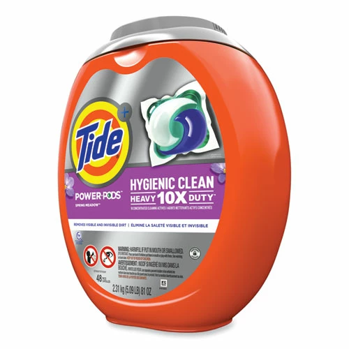 Tide® Hygienic Clean Heavy 10x Duty Power Pods, Spring Meadow Scent, 81 Oz Tub, 48 Pods/Tub, 4 Tubs/Carton - Image 4