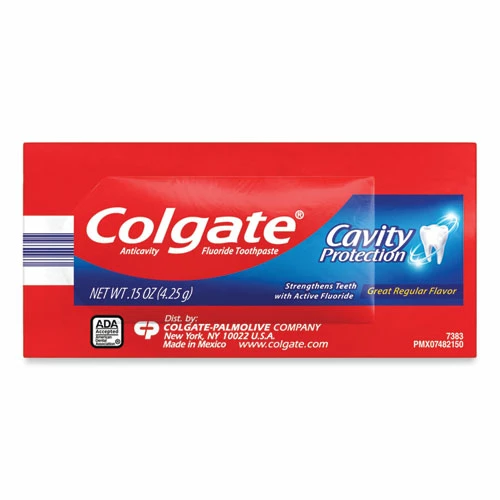 Colgate® Cavity Protection Toothpaste, Regular Flavor, 0.15 Oz Sachet, 1,000/Carton
